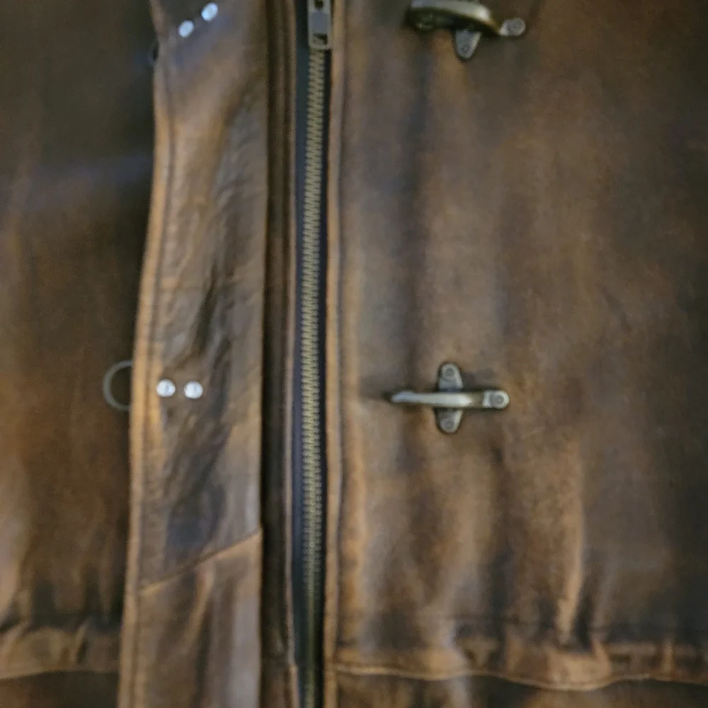 Vintage  Di Capra Brown Leather Coat Sz Medium - Picture 6 of 16